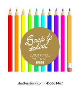 Back to School Color Pencils Vector Set