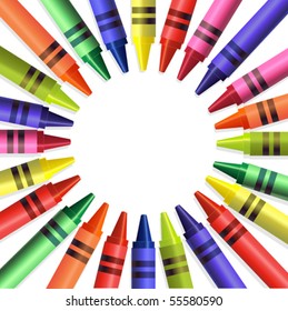 Back to school colored crayons background