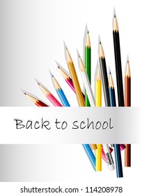 back to school with colored pencil background
