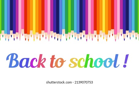 Back to school. Colored pencil border with copyspace. Crayon school vector.
