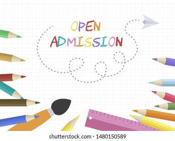 Back to school, Colored Pencil poster template, vector illustration