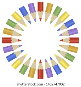 Back to school, Colored Pencil poster template, vector illustration