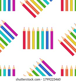 Back to school. Colored pencil seamless pattern.Texture for fabric, wrapping, wallpaper