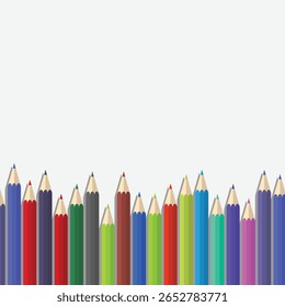 Volver a la escuela de diseño de lápices de colores para el fondo educativo. Ilustración vectorial.