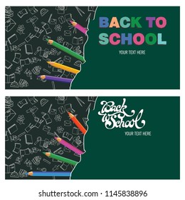 Back to school, colored text in modern background, vector illustration, september1