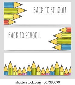 Back to school colorful banners set.