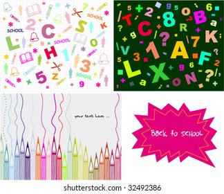 Back to school. Colorful collection blackboard for education.