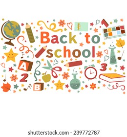 Back to school colorful composition. vector illustration