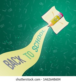 Back to school. Colorful design with a funny character. Vector illustration.