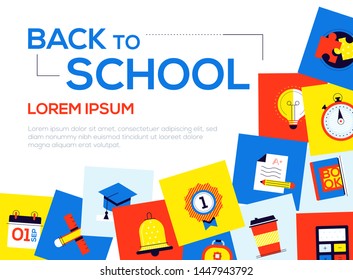 Back to school - colorful flat design style web banner
