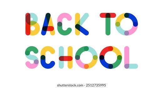 Back to school colorful lettering. Vector illustration, flat design