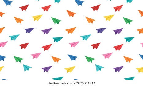 Back to School Colorful paper airplane flying seamless pattern background with paperairplane