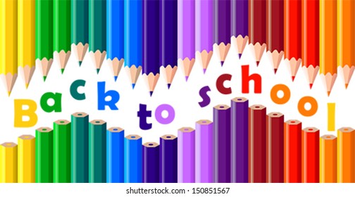 Back to school, colorful pencil, background, vector