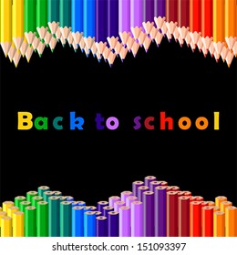 Back to school, colorful pencil, background, vector
