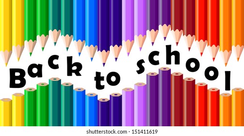 Back to school, colorful pencil, background, vector