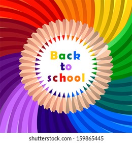 Back to school, colorful pencil, background, vector