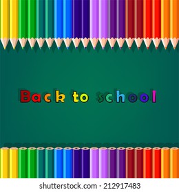 Back to school, colorful pencil, background, vector