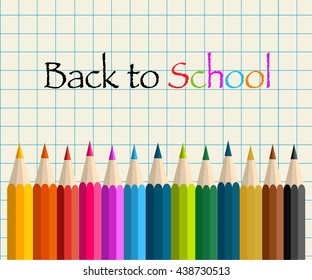 Back to school with colorful pencils vector illustration