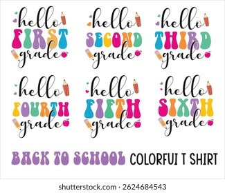 BACK TO SCHOOL COLORFUL  T SHIRT GRAPHIC DESIGN BUNDLE FOR SCHOOL LOVER.