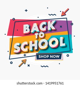 Back to school - colorful typographic sale design template