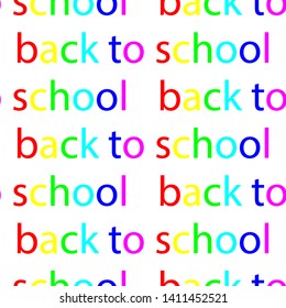 Back to school colorful typographic seamless pattern design template lettering
