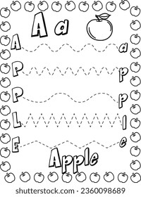 Back to School Coloring Page For Kids: Tracing Coloring Page (Aa Apple)