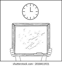 Back to School Coloring Pages. Back to School Outline for Coloring Book. Outlined Chalkboard. Coloring book for kids.