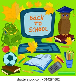 Back to School Computer Education Concept Banner Vector Illustration
