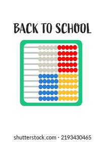 Back to school concept with abacus beads vector isolated on white background. New education season idea with editable text message.
