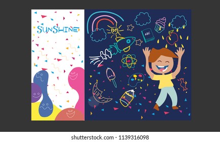 Back to School concept, Applicable for Banners, Placards, Creative Brochure, Posters, Flyers, Flyer design advertising .Template or Vector Illustration .cartoon happy children.Illustration 