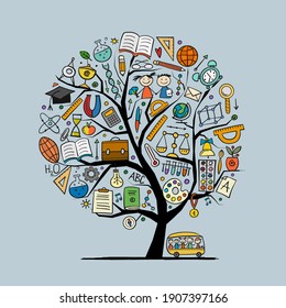 Back to School Concept. Art Tree for your design. Vector illustration