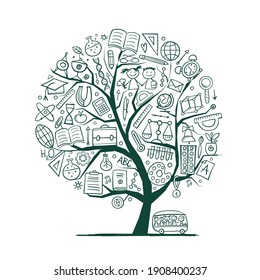Back to School Concept. Art Tree for your design. Vector illustration