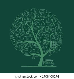 Back to School Concept. Art Tree for your design. Vector illustration