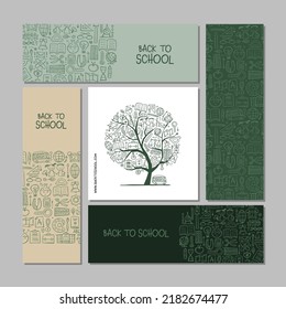 Back to school, concept art for your business. Creative ideas for cards, banner, web, promotional materials. Corporate identity template. Vector illustration