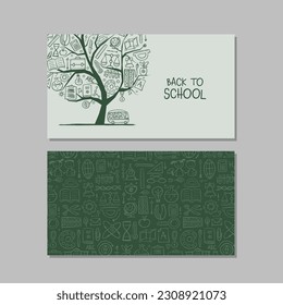 Zurück zur Schule, Concept Art für Ihr Unternehmen. Kreative Ideen für Karten, Banner, Web, Werbematerialien. Corporate Identity Template. Vektorgrafik