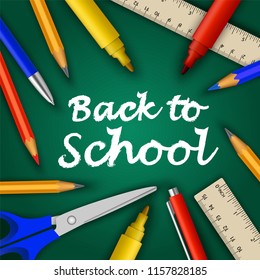 Back to school concept background. Realistic illustration of back to school vector concept background for web design
