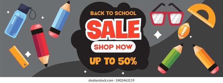 Back to school concept banner and background