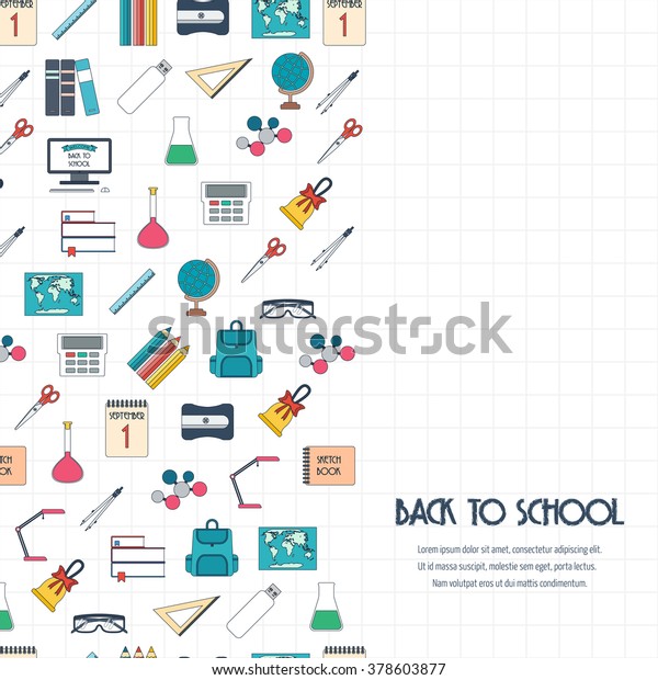 Back to school concept. Back\
to school banner, background, poster. Flat design. Vector\
illustration
