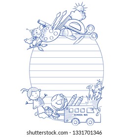 Back to School concept with book, pen, pencil and other sattionery object in vector