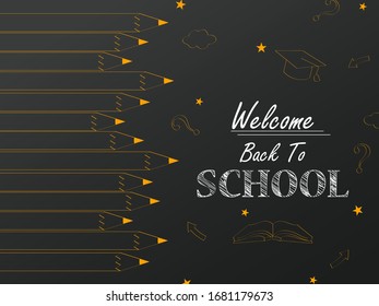 Back to School concept with chalkboard and other stationery object in vector