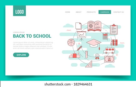 back to school concept with circle icon for website template or landing page banner homepage