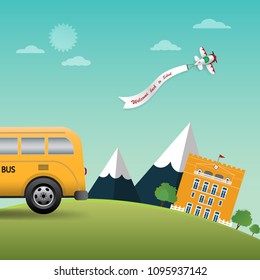 Back to school concept colorful vector illustration cartoon