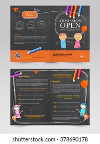 Back to School concept, Creative Brochure, Template or Flyer design with front and back page view.