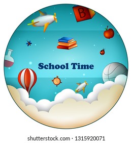 Back to School concept with different education and learning objects. Vector illustration