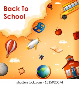 Back to School concept with different education and learning objects. Vector illustration