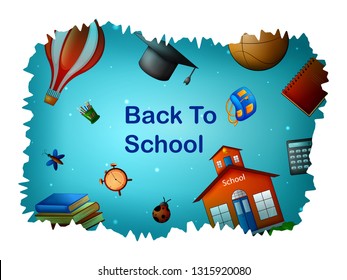 Back to School concept with different education and learning objects. Vector illustration