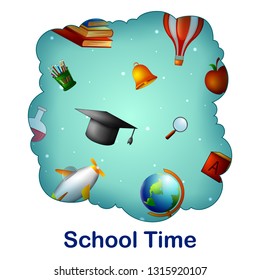 Back to School concept with different education and learning objects. Vector illustration