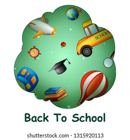 Back to School concept with different education and learning objects. Vector illustration