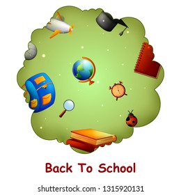 Back to School concept with different education and learning objects. Vector illustration