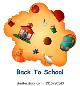 Back to School concept with different education and learning objects. Vector illustration